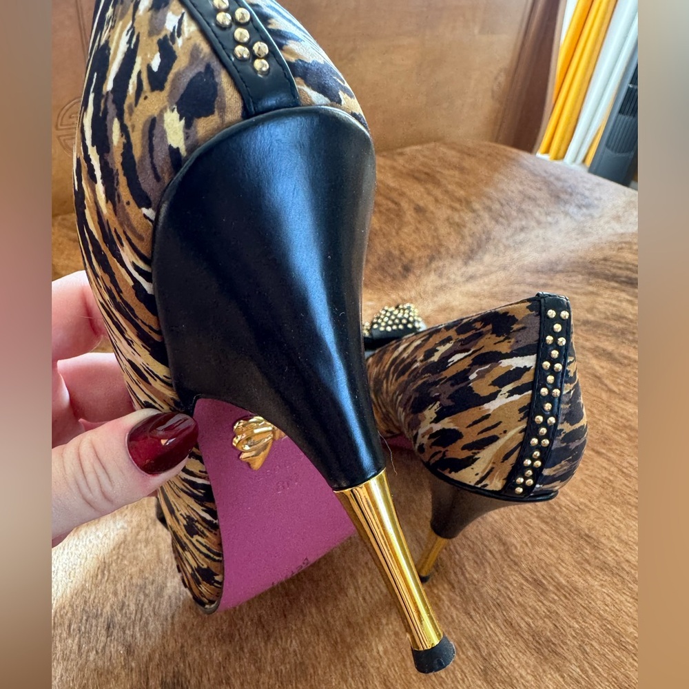Betsey Johnson Peep Toe Studded Stilettos | 8